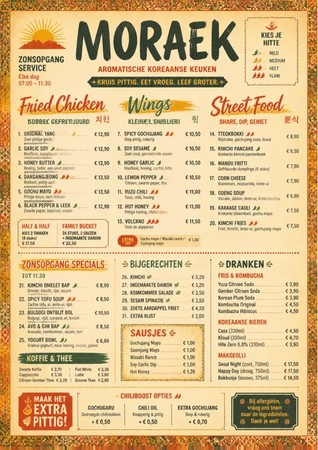 Spice Market Bold korean-menu menu template preview