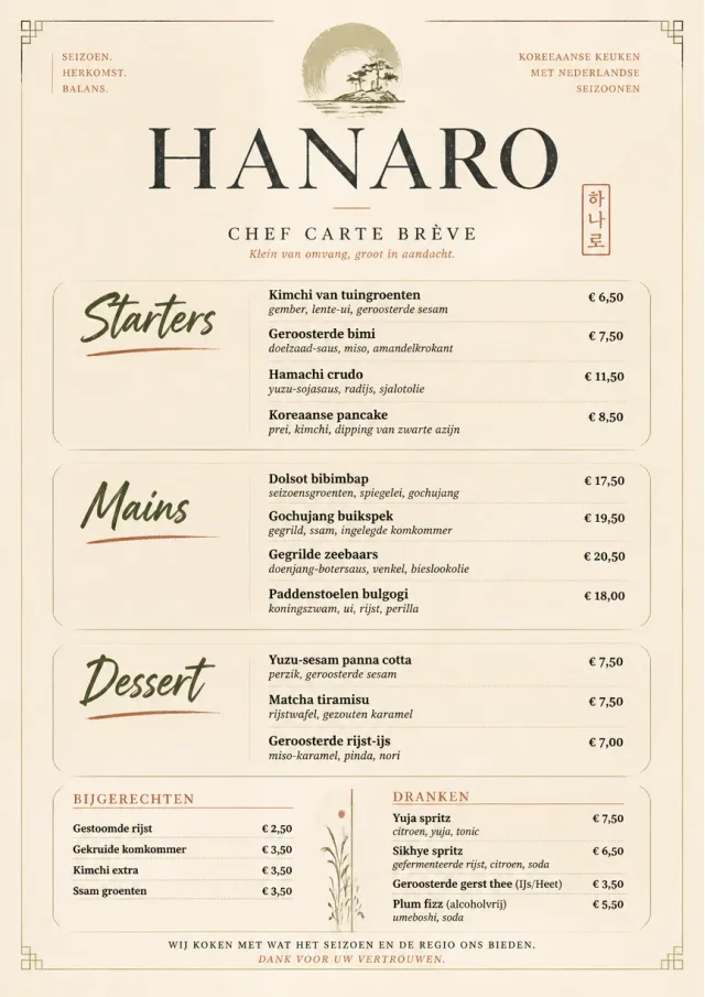 Chef Carte Brève korean-menu menu template preview