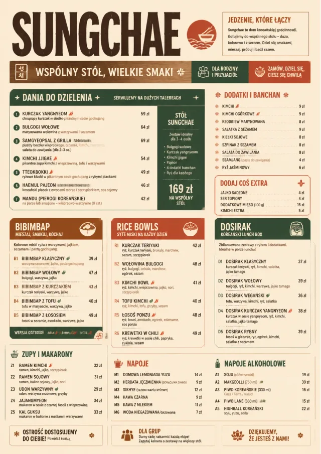 Family Style Feast korean-menu menu template preview