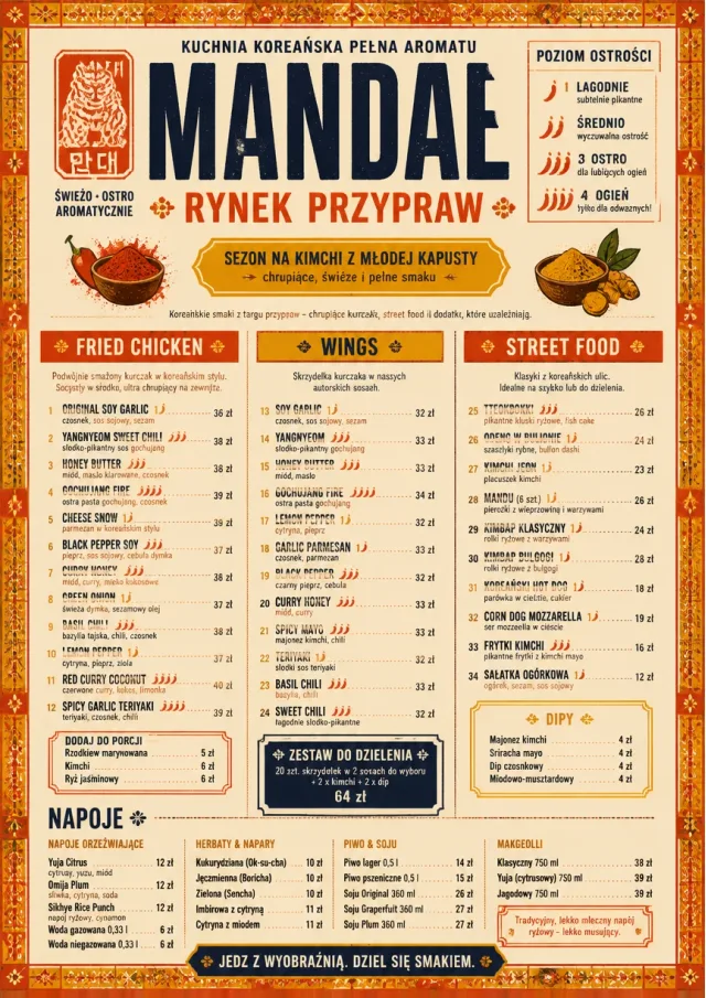 Spice Market Bold korean-menu menu template preview