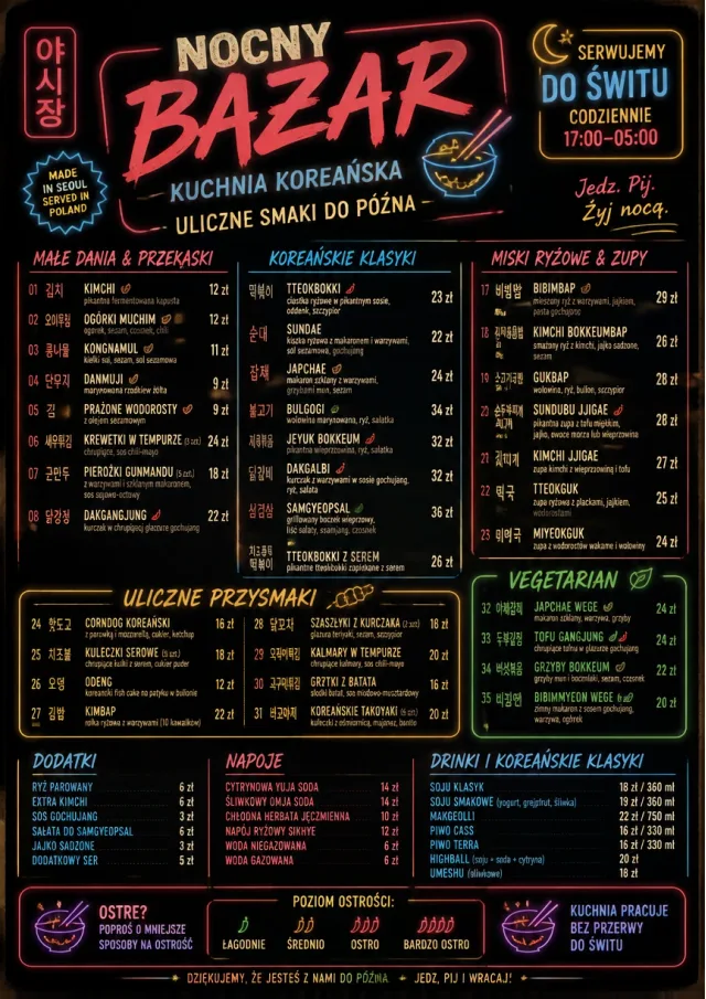 Night Market Neon korean-menu menu template preview