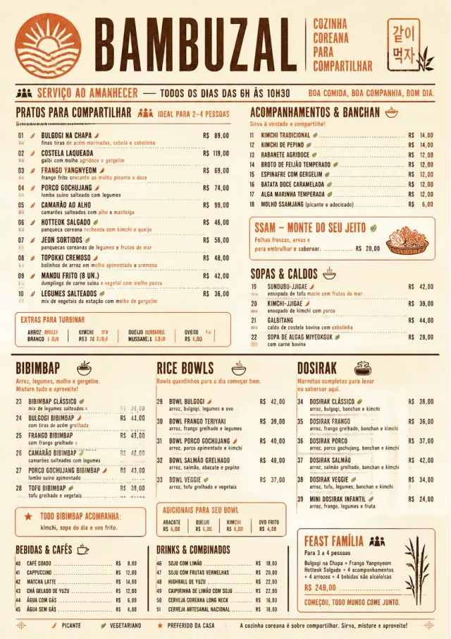 Family Style Feast korean-menu menu template preview