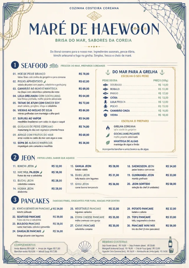 Coastal Regional korean-menu menu template preview