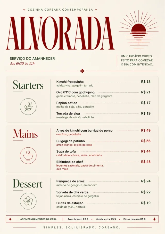 Chef Carte Brève korean-menu menu template preview