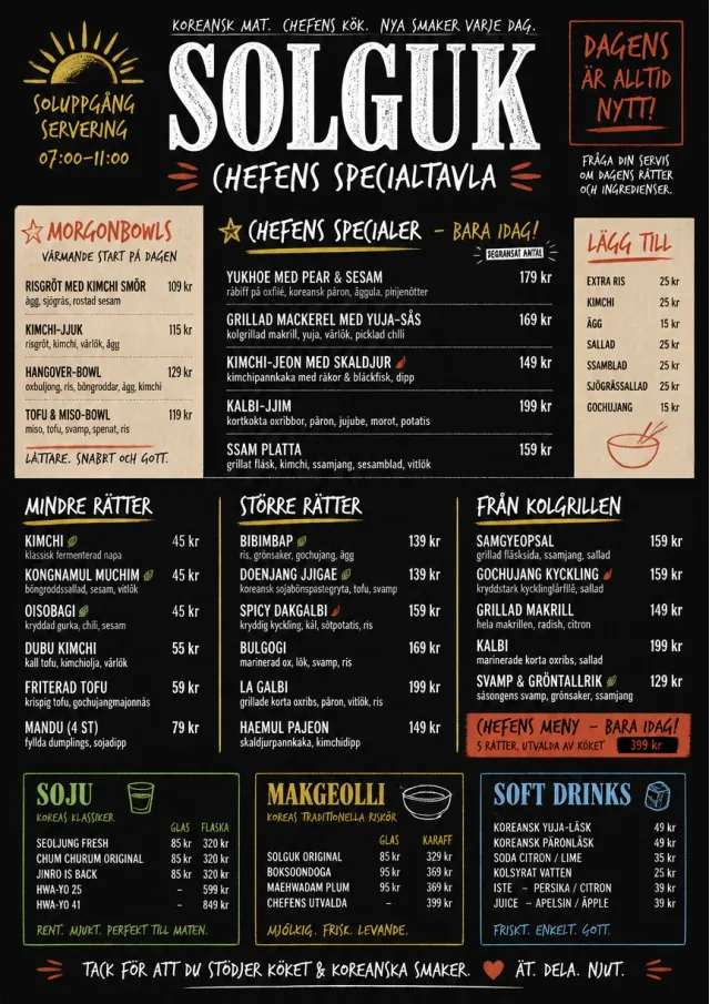 Chef Specials Board korean-menu menu template preview