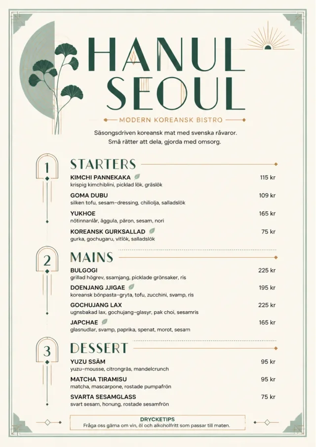 Chef Carte Brève korean-menu menu template preview