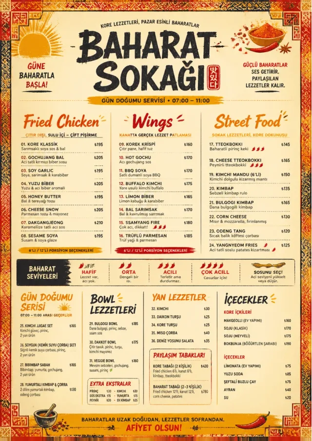 Spice Market Bold korean-menu menu template preview