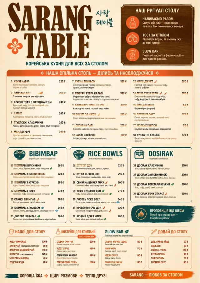 Family Style Feast korean-menu menu template preview