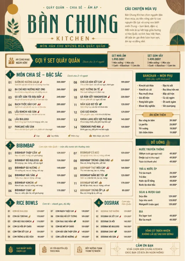 Family Style Feast korean-menu menu template preview
