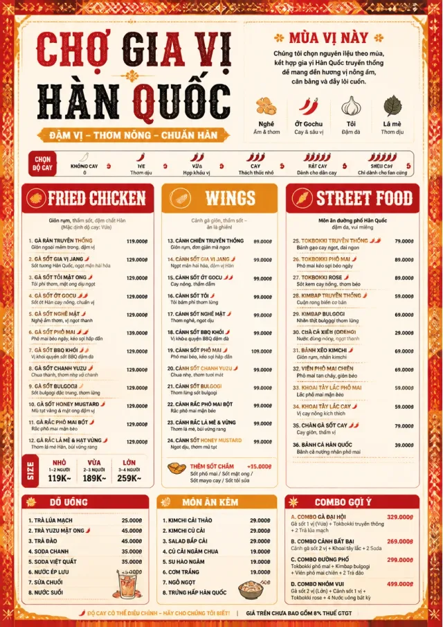 Spice Market Bold korean-menu menu template preview