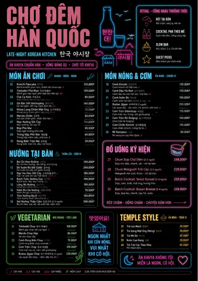 Night Market Neon korean-menu menu template preview