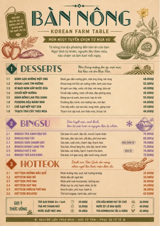 Farm Table Rustic korean-menu menu template preview