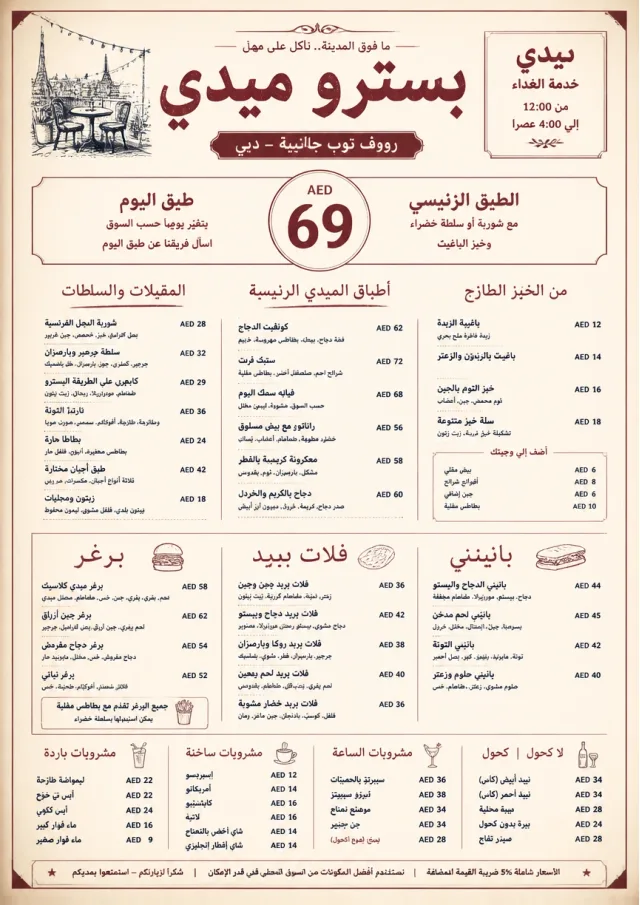 Bistro Midi lunch-menu menu template preview