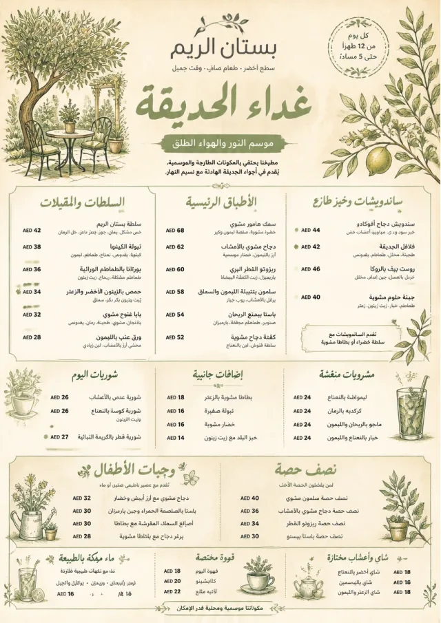 Garden Patio Day lunch-menu menu template preview