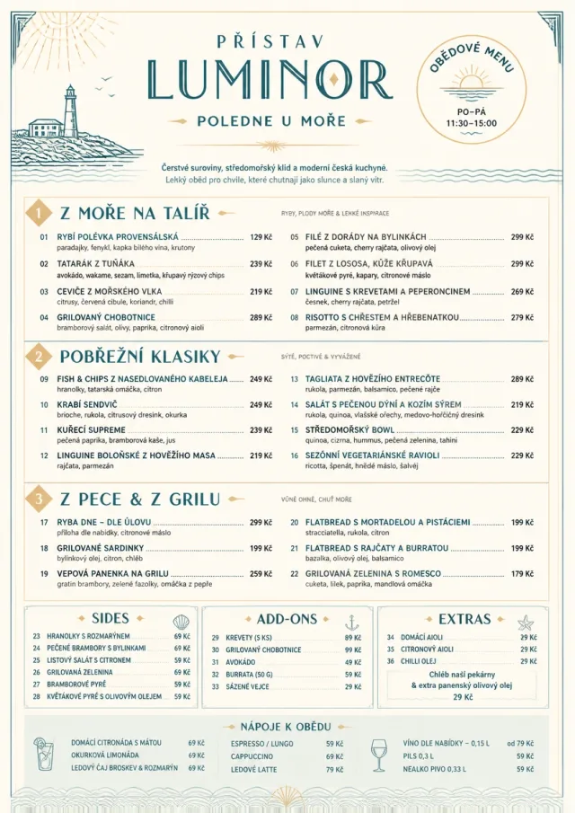 Coastal Midday lunch-menu menu template preview