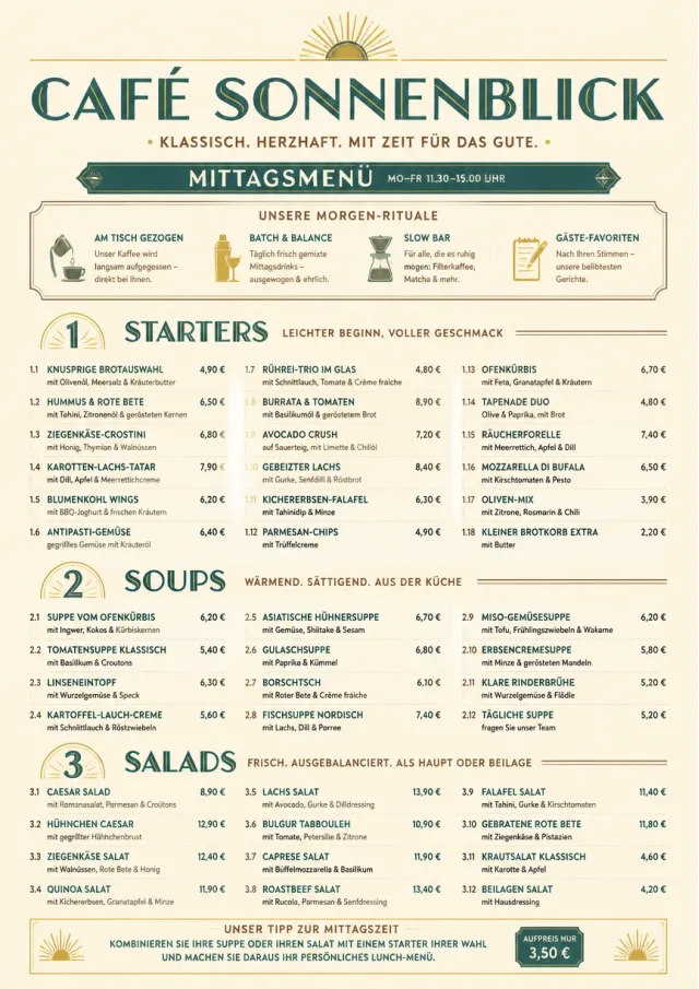 Sunrise Classic lunch-menu menu template preview