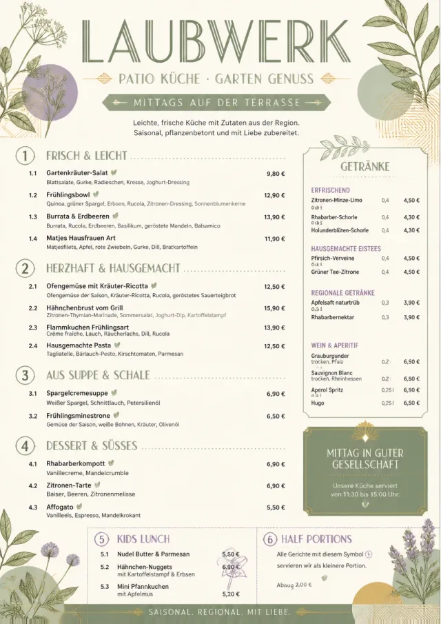 Garden Patio Day lunch-menu menu template preview
