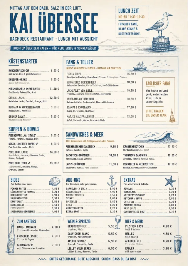 Coastal Midday lunch-menu menu template preview