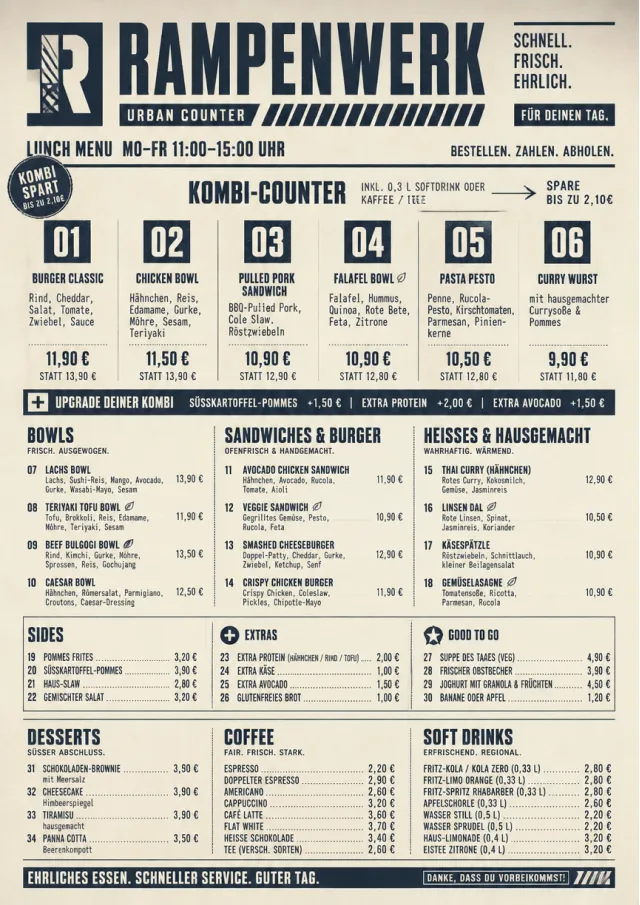 Urban Counter Quick lunch-menu menu template preview