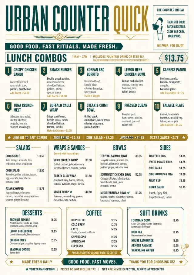 Urban Counter Quick lunch-menu menu template preview