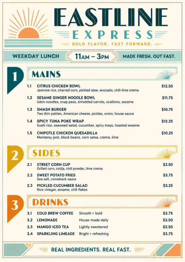Counter Quick Board lunch-menu menu template preview