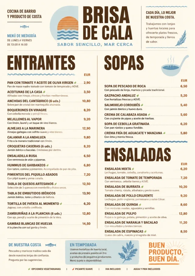 Sunrise Classic lunch-menu menu template preview