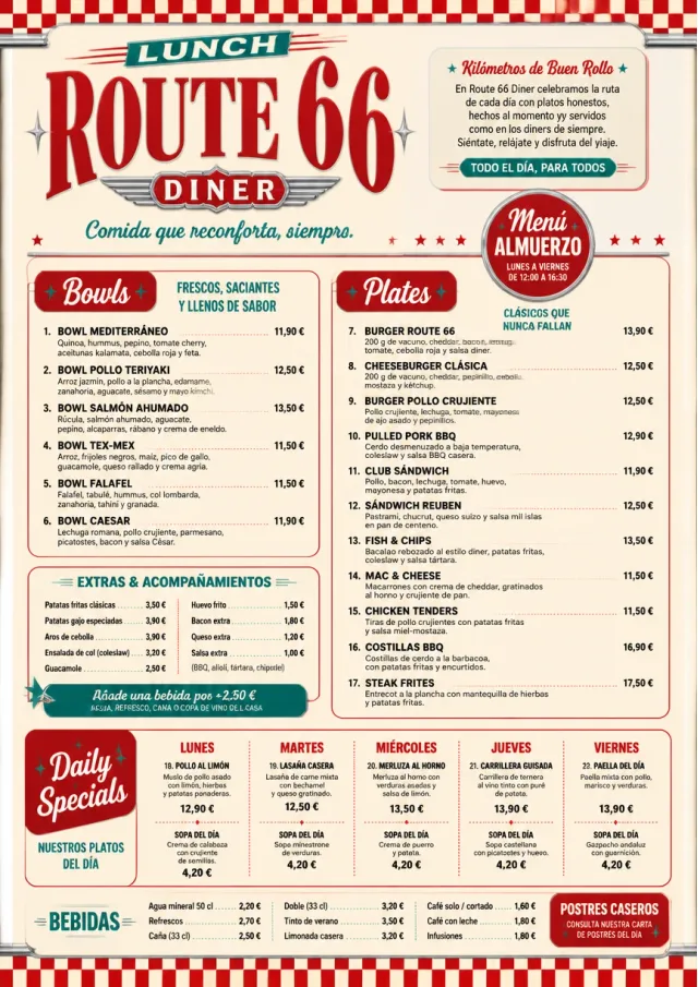 Diner Comfort lunch-menu menu template preview