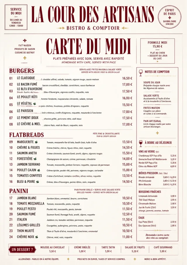 Bistro Midi lunch-menu menu template preview