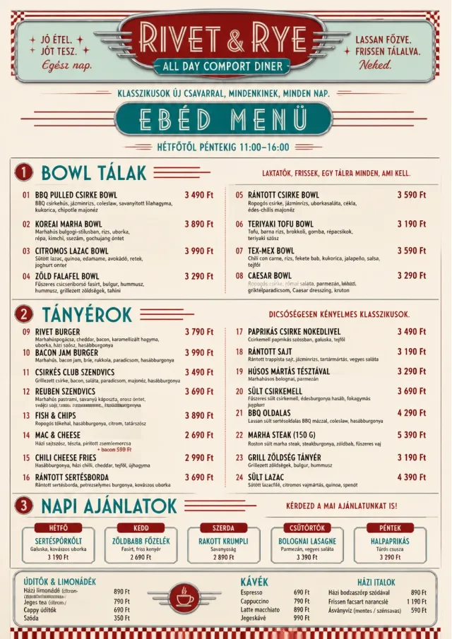 Diner Comfort lunch-menu menu template preview