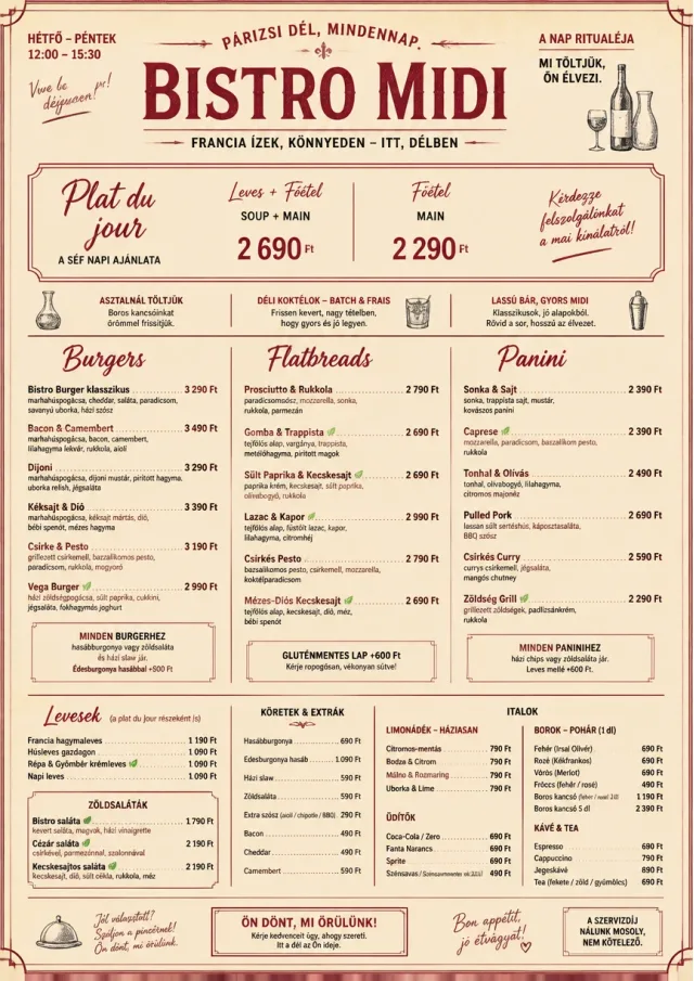 Bistro Midi lunch-menu menu template preview