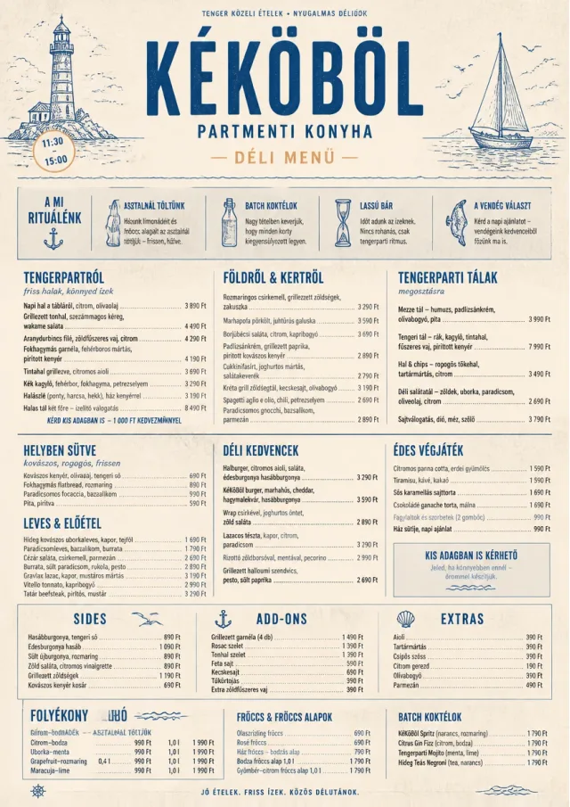 Coastal Midday lunch-menu menu template preview