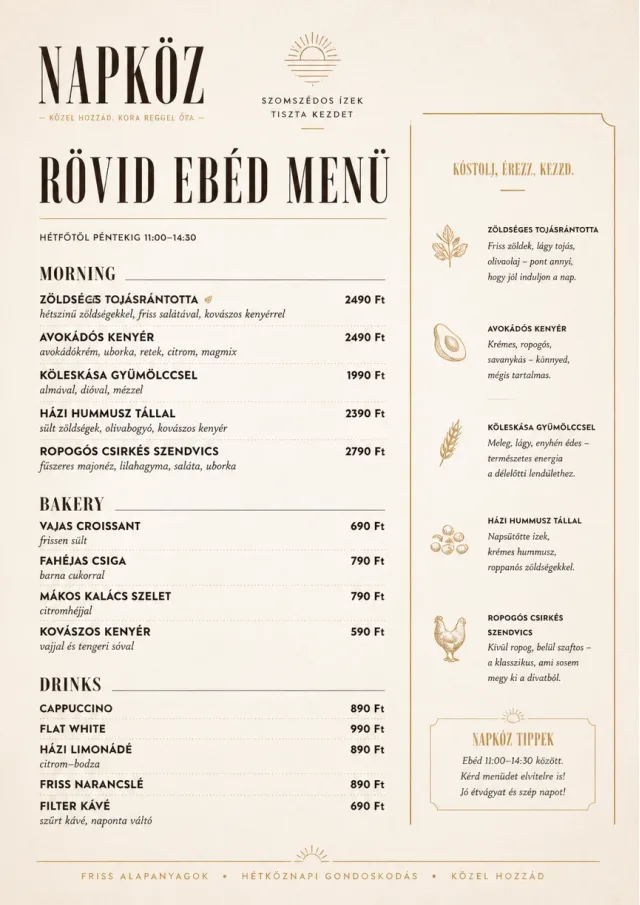 Sunrise Short Carte lunch-menu menu template preview