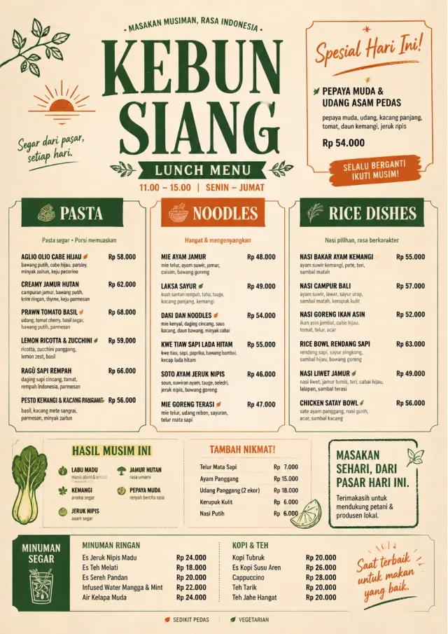 Market Fresh Midday lunch-menu menu template preview