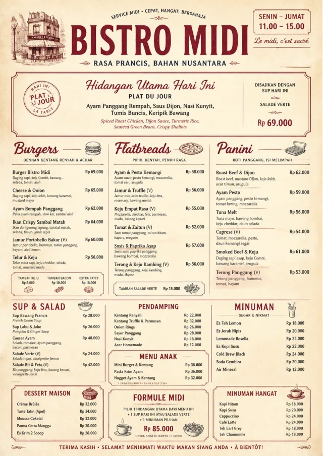 Bistro Midi lunch-menu menu template preview