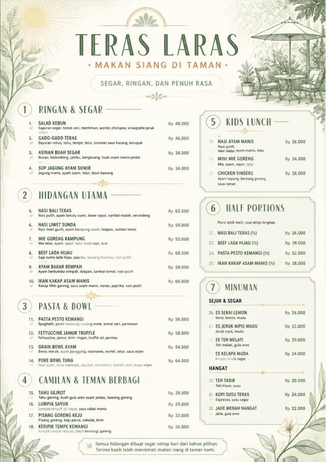 Garden Patio Day lunch-menu menu template preview