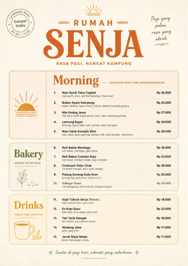 Sunrise Short Carte lunch-menu menu template preview
