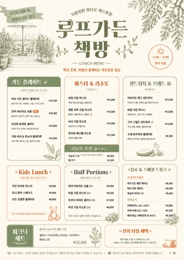 Garden Patio Day lunch-menu menu template preview