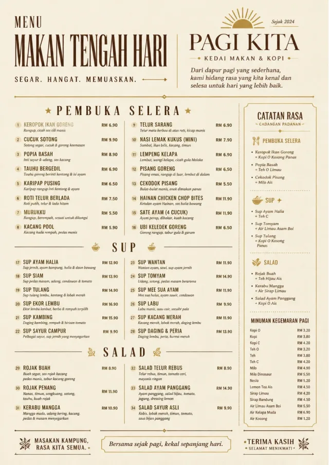 Sunrise Classic lunch-menu menu template preview