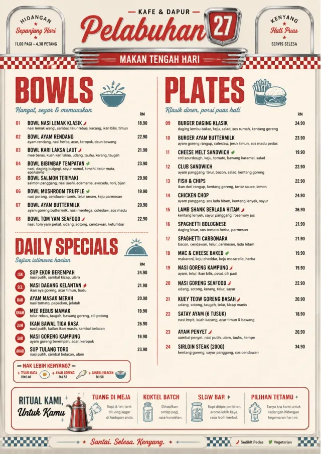 Diner Comfort lunch-menu menu template preview