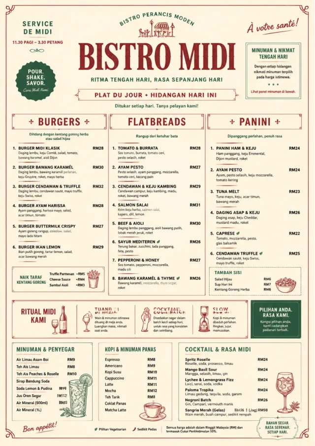 Bistro Midi lunch-menu menu template preview