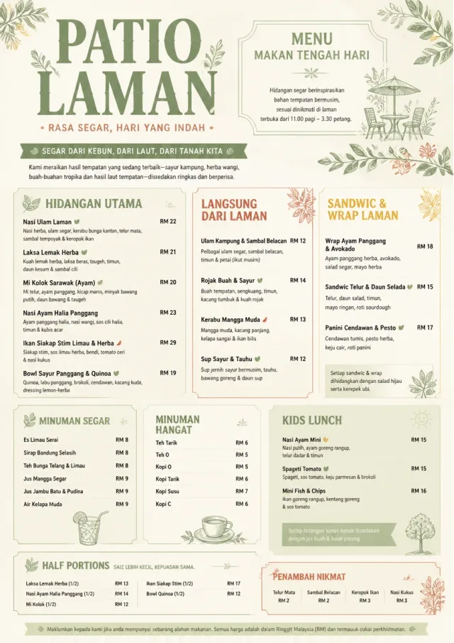 Garden Patio Day lunch-menu menu template preview