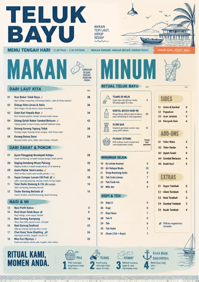 Coastal Midday lunch-menu menu template preview