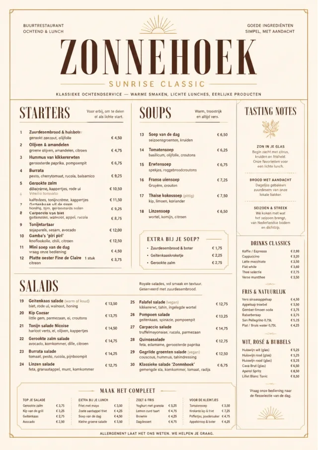Sunrise Classic lunch-menu menu template preview