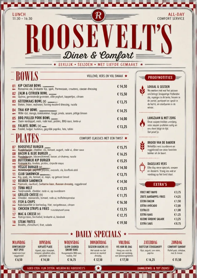 Diner Comfort lunch-menu menu template preview