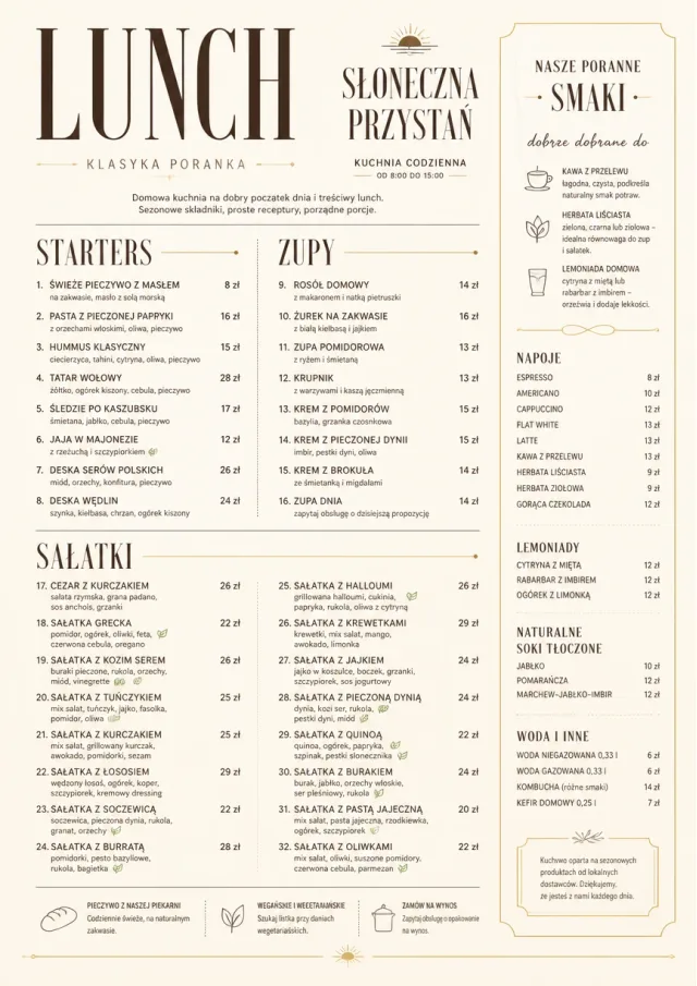 Sunrise Classic lunch-menu menu template preview