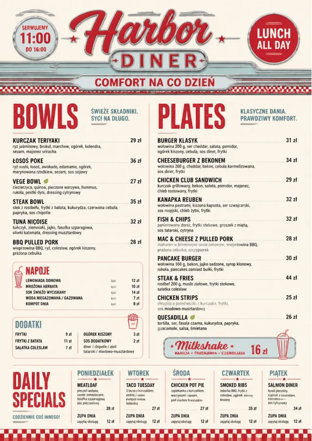 Diner Comfort lunch-menu menu template preview