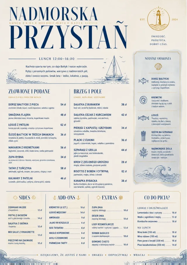 Coastal Midday lunch-menu menu template preview