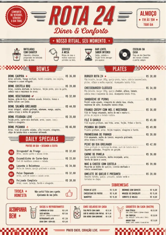 Diner Comfort lunch-menu menu template preview