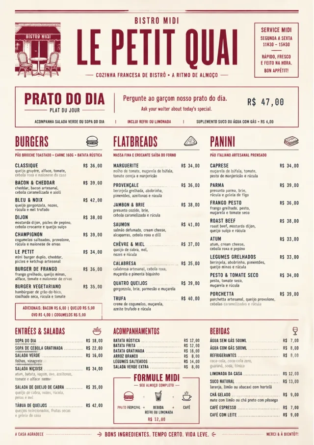 Bistro Midi lunch-menu menu template preview