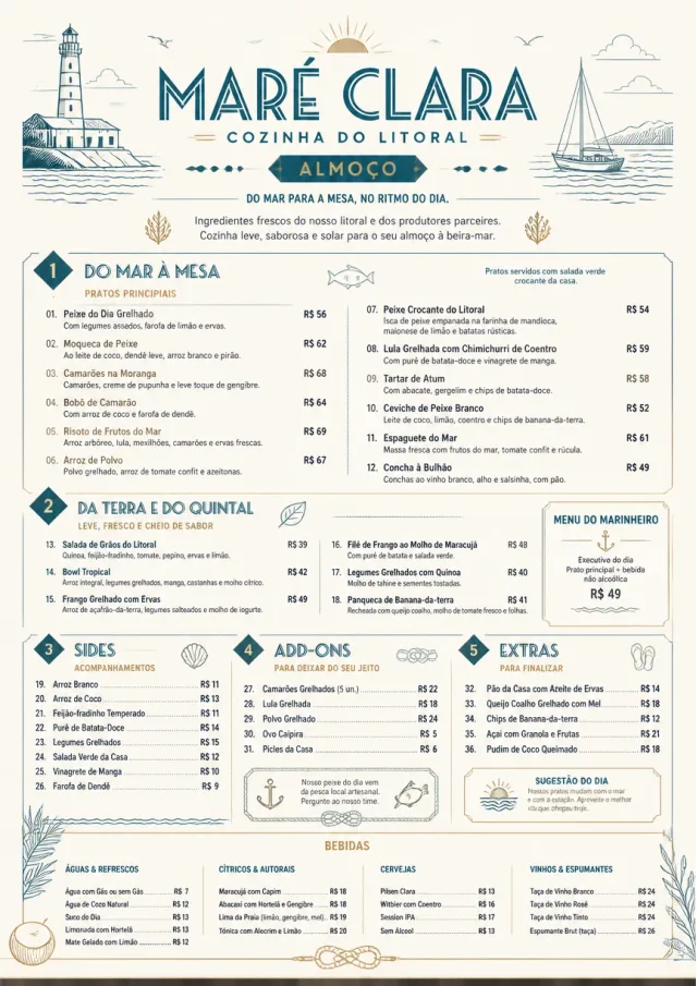 Coastal Midday lunch-menu menu template preview